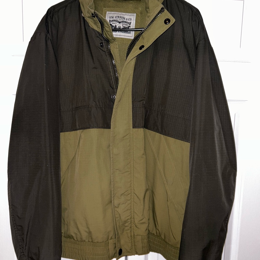 Levi's Men's Olive and Black Windbreaker with Hood